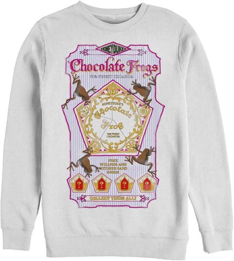 Harry Potter Warner Brothers Men's Deathly Hallows Chocolate Frogs Pullover Crew Fleece