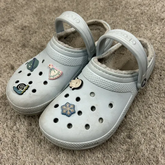 Classic Fuzzy Lined Clogs Blue Comfort Slip on Shoes