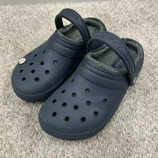 Classic Fuzzy Lined Clogs Navy Blue Slip On Comfort Shoes