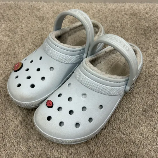 Comfort Fuzzy Lined Blue Faux Fur Clog Shoes