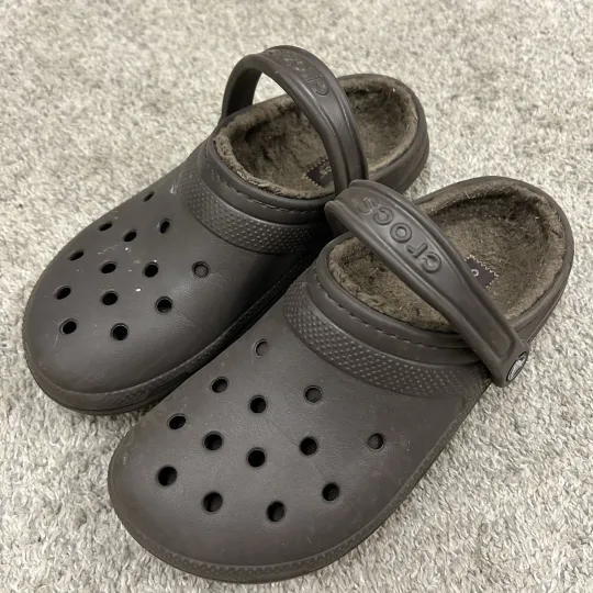 Fuzzy Lined Clogs Brown Slip On Comfort Shoes