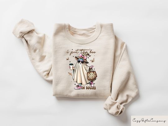 I Put The Boo In Boojee Sweatshirt, Funny Halloween Ghost Shirt, Halloween Coffee Lover Sweatshirt