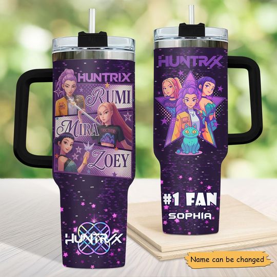 Custom Kpop Huntrix Tumbler 40Oz, Kpop Huntrix Drinkware, Kpop Demon Hunters Tumbler, Huntrix Tumbler, Huntrix Mira Rumi Zoey Fan Merc