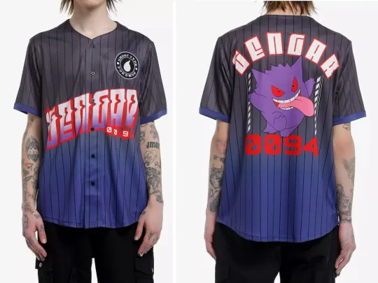 new PKM Gengar baseball jersey t-shirt top Nintendo unisex mens M womens L