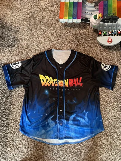 Dragon Ball Z Baseball Jersey  Adult XL Super Saiyan Blue Vegeta Dragonball Exce