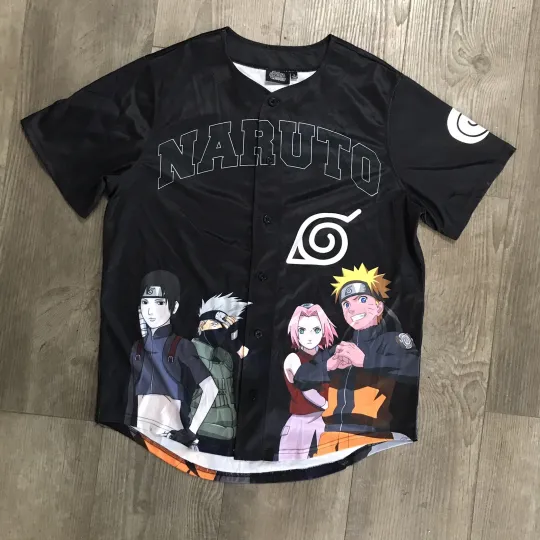 Rue21 Narutoo Shippuden Graphic Baseball Jersey T-Shirt Black Mens Large Anime