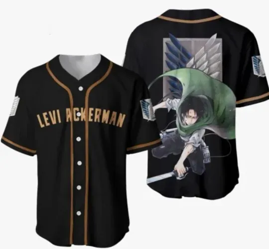 Levi Ackerman Anime Baseball Jersey -mother day, jersey 3d, baseball jersey -new
