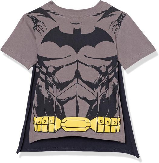 DC Comics Boys' Little Batman Cosplay Short Sleeve Cape Tee T-Shirt