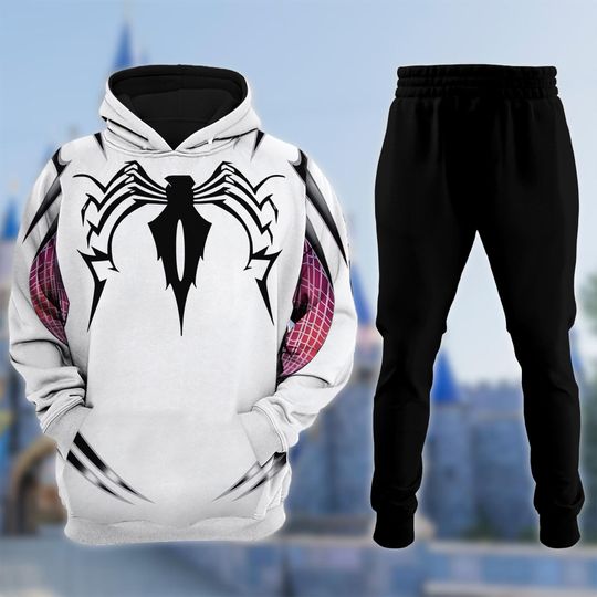 Spider Girl Costume Hoodie, Ghost Spider Cosplay Costume Sweatshirt, Gwen Stacy Halloween 3D Cosplay Outfit, Movie All Over Print Clothing