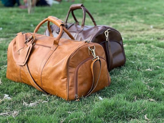 Personalized Leather Weekender Bag - Groomsmen & Christmas Gift for Him