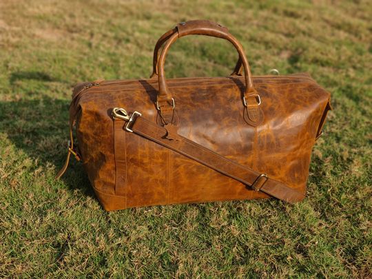 Men's Leather Duffel Bag - Weekender & Travel Bag for Christmas