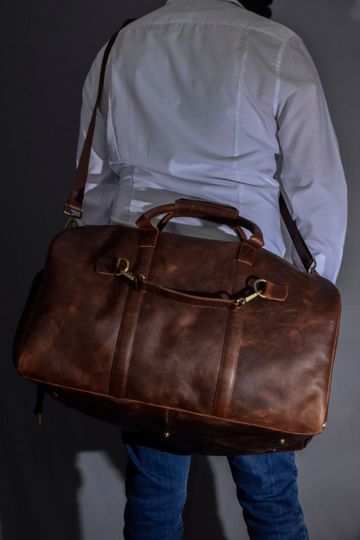 Leather Weekender Bag - Groomsmen & Christmas Gift for Him
