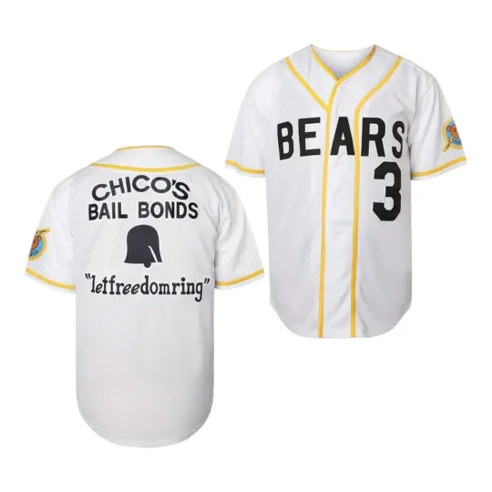 Bad News Bears Kelly Leak #3 Chico's Bail Bonds Baseball Jersey White 3XL XXXL