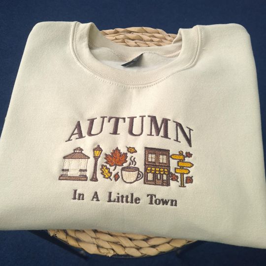 Autumn Embroidered Sweatshirt, Fall Crewneck, Vintage Fall Sweater, Seasonal Gift, Aesthetic Autumn Clothing