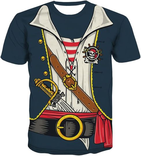 Pirate Costume Men Shirt Adult Funny 3D Print Graphics Novelty Clothing
