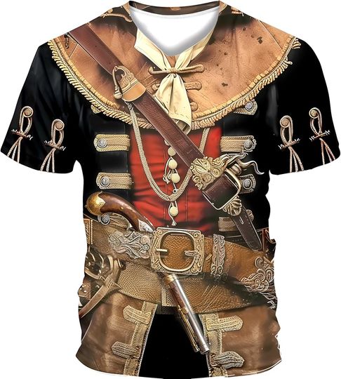 Pirate Costume T-Shirt – 3D Pattern Lightweight Tee for Men & Women