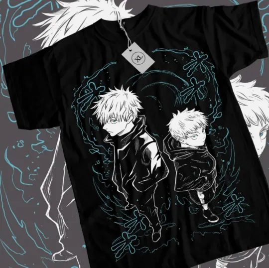 Gojo T-shirt Satoru Megumi Jujutsu Satoru Yuji Sukuna Anime Black Shirt All Size
