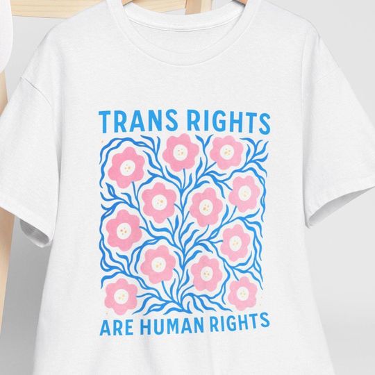Trans Rights Are Human Rights Shirt, Pastel Floral LGBTQ+ T-Shirt