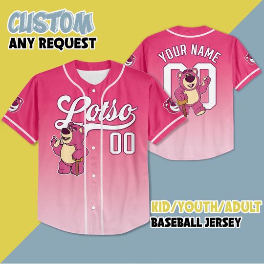 Personalized Toy Story Lotso Baseball Jersey, Custom Disney Lotso Baseball, Toy Story Baseball Jersey, Disney Birthday Gift