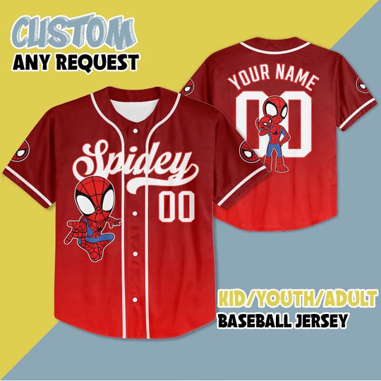Personalized Disney Spidey Baseball Jersey, Spidey And His Amazing Friends Baseball, Disney Baseball Jersey, Spidey Birthday Gift