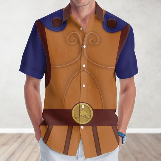 Disney Hercules Costume Cosplay, Hercules Meg Button Shirt, Halloween Party Shirt, Movie Hawaii Shirt, Cartoon Hawaiian Shirt For Men