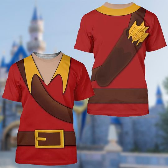Gaston 3D T-Shirt, Halloween Cosplay Running Shirt, Beauty And The Beast Antagonists Tee, Halloween Costume For Family Group T Shirt