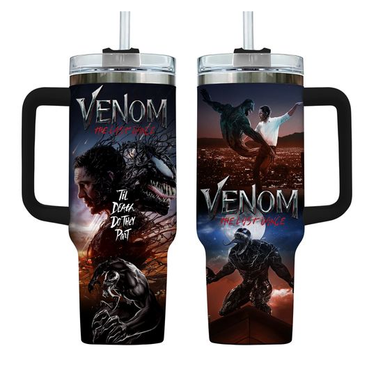 Venom The Last Dance 40oz Tumbler, Superhero Movie Fan Tumbler Cup, Venom 3 Tumblers, Horror Characters Gift, Stainless Steel Tumbler