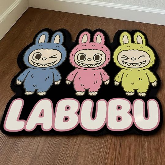 Labubu Rug, Colorful 3D Rug, Funny Cartoon Decor Carpet for Room or Entryway