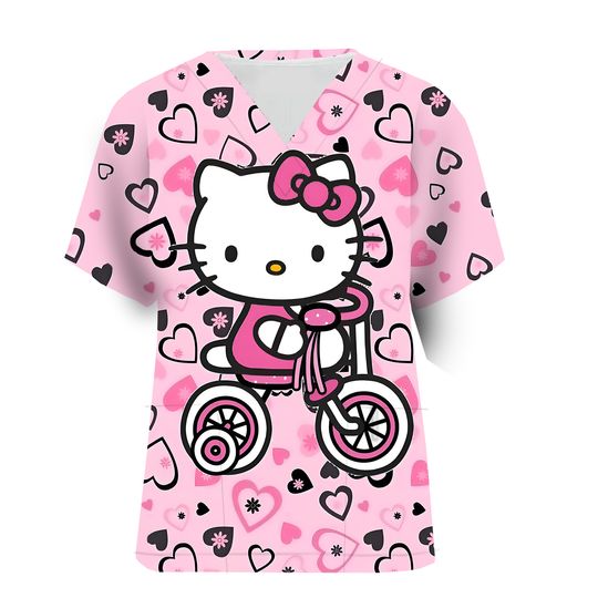Hello Kitty Scrubs Top For Nurses and Pediatricians