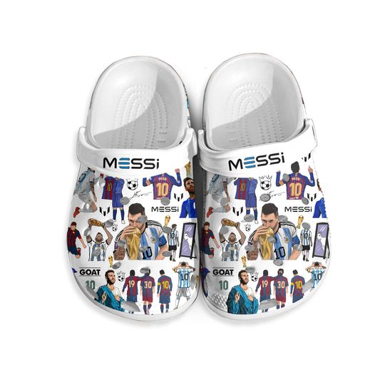 Messi Theme Clogs Christmas Gift to Boy, Breathable Beach Hole Slippers, Footwear