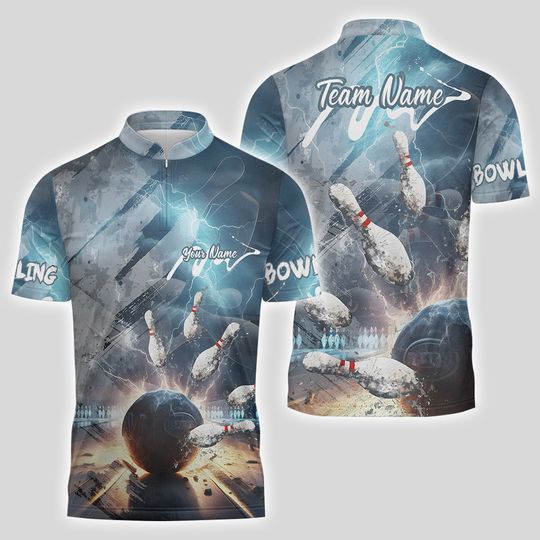 Personalized Rock Crack Bowling Jersey Bowling Shirt For Men Bowling Team Shirt Bowlers Gift Bowling Team Jersey