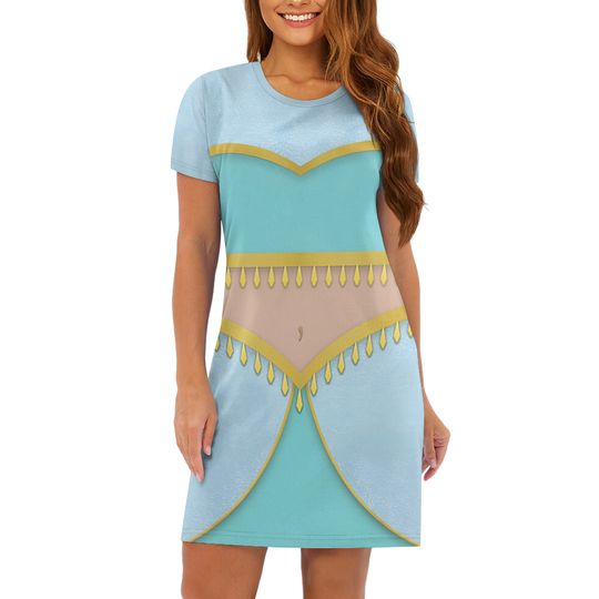 Jasmine 3D T-shirt, Aladdin Movie All Over Print Shirt And Dress, Jasmine Mom Daughter Dress, Jasmine Aladdin Cosplay Costume Tee