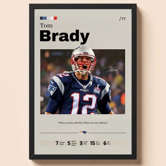 Tom Brady Poster Art Print, football Sports Wall Decor, Football Legend Poster, Fan Gift, Athlete Tribute, Home Office Decoration