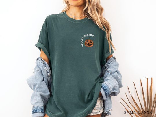 Embroidered Halloween Pumpkin Sweatshirt for Women, Fall Jack-o-Lantern Shirt