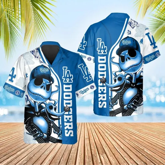 Los Angeles Dodgers Skeleton Swag Hawaiian Shirt, Gift for Fan