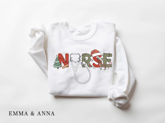 Christmas Nurse Sweatshirt, Registered Nurse Crewneck, Nurse Gift for Women, RN Sweater, Nurse Clothing