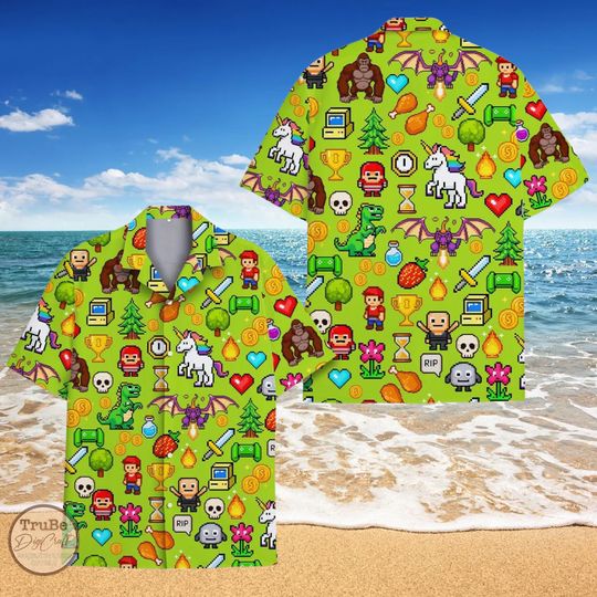 Funny Cartoon Pattern Hawaii Shirt for Men Women Youth