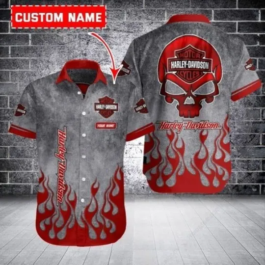 Personalized Harley Motor Racing Davidson Casual Button Down Shirt Unisex Adults