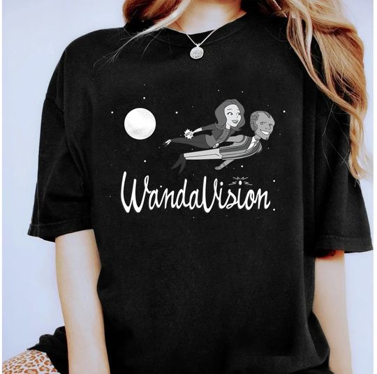 Marvel WandaVision Wanda and Vision 60s Moonlight Flight T-Shirt Disneyland Family Matching Shirt Epcot Theme Park Tee