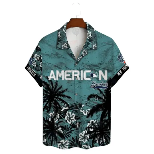 New York Y.a.n.k.e.e.s Teal Tropics Hawaiian Shirt, Gift for Fan
