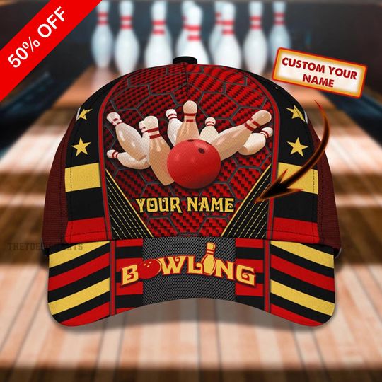 Custom Name Bowling Cap Hat, Men Bowling Hat, Bowling Lovers Gift, Cap for Bowlers