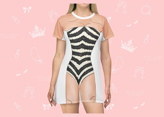 Retro Swimsuit T-Shirt Dress | Easy Costume, Fun Loungewear, Unique Gift