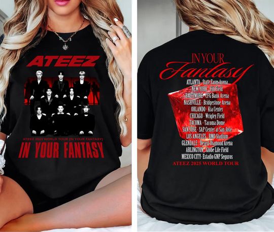 Retro Ateez 2025 World Tour in Your Fantasy Shirt, ATEEZ Golden Hour Part 2 Shirt, Ateez World Tour 2025 in North America Shirt