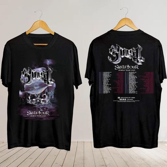 Ghost Band Skeletour World Tour 2025 With Tour Dates Two Sided Unisex T-Shirt