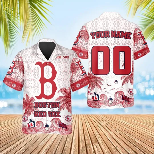 Custom Boston Red Sox Retro Waves Hawaiian Shirt, Gift for Fan