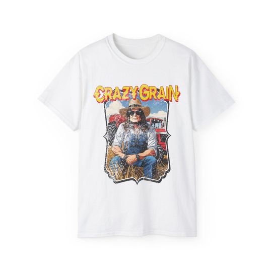 Crazy Grain Ozzie Farmer Parody Rock Heavy Metal Funny USA america Black, Sabbath T-shirt
