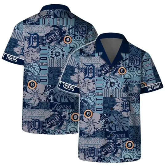 D.e.t.r.o.i.t T.i.g.e.r.s Patchwork Pattern Hawaiian Shirt, Gift for Fan