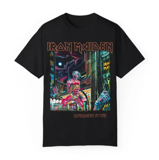 Iron Maiden Somewhere in Time 1986 Tour Shirt – Double-Sided Unisex Rock Tee