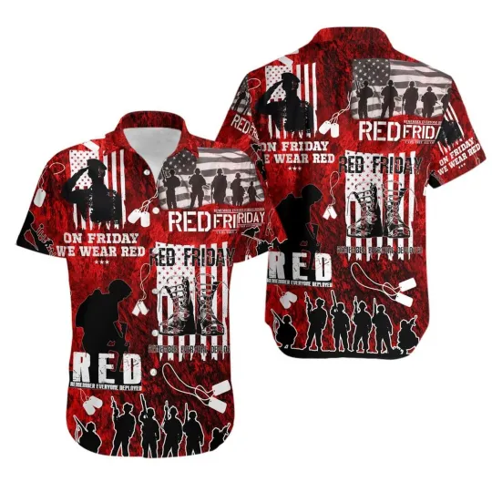 Veteran Red Friday American Hawaiian Shirt Unisex's