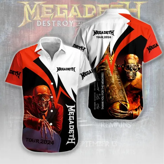 Megadeth Band Short Sleeve Dress  hawaiian shirt